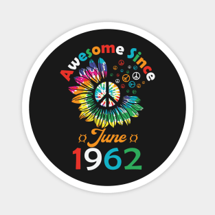 Funny Birthday Quote, Awesome Since June 1962, Retro Birthday Magnet